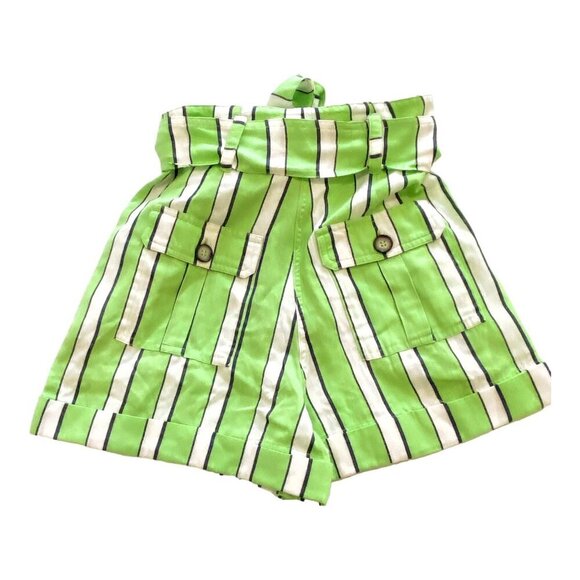 NWT Topshop Green Stripe paper bag Shorts, size 2 - Picture 8 of 8